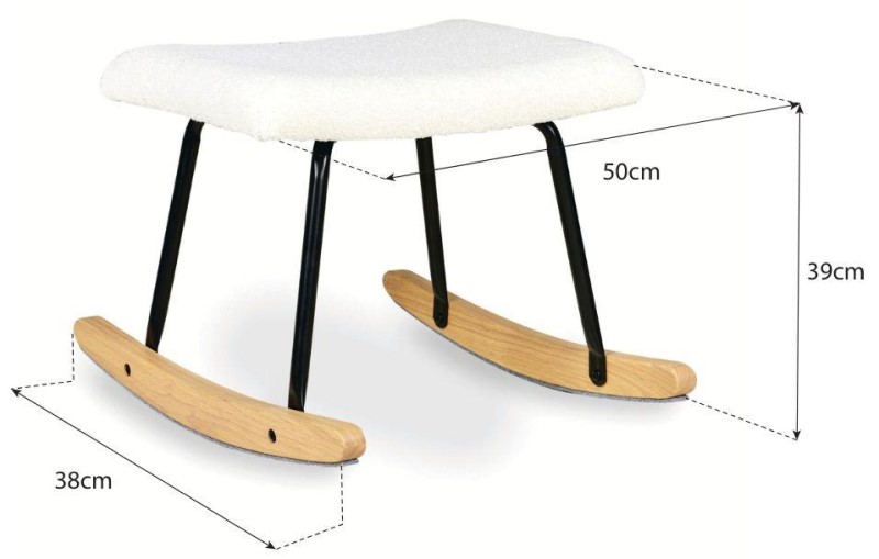 Podnožka z masivního dřeva a kovu s měkkou pěnovou výplní